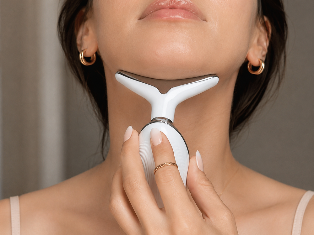 Uso del masajeador LÚMIA en cuello y mandíbula